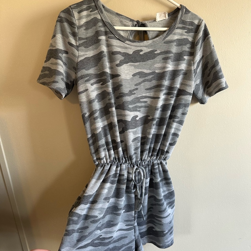 Gray Camouflage Romper